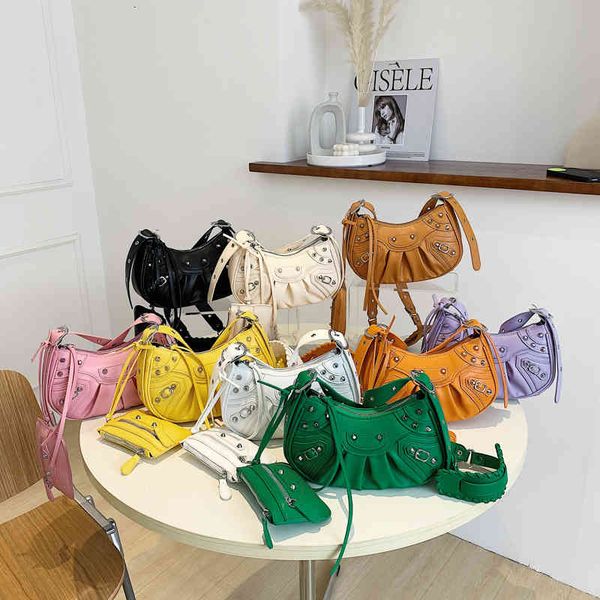 

fashion rivet popular women shoulder bag 2022 trend card and mirror female luxury brand purses handbags pu designer crossbody