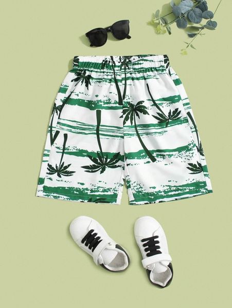 

men palm tree print shorts 60rz#, White;black