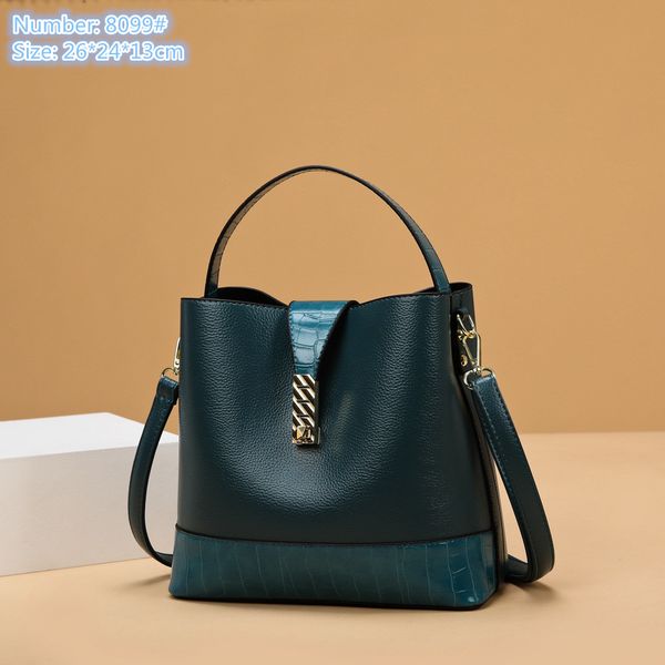 

wholesale ladies leather shoulder bags large capacity three-piece retro bucket bag elegant stone pattern women handbag joker blue fashion mo