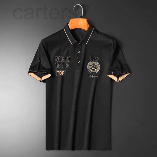 

men's t-shirts designer 22 summer new men's mercerized cotton short sleeved t-shirt lapel slim fitting embroidery printing half ca, White;black