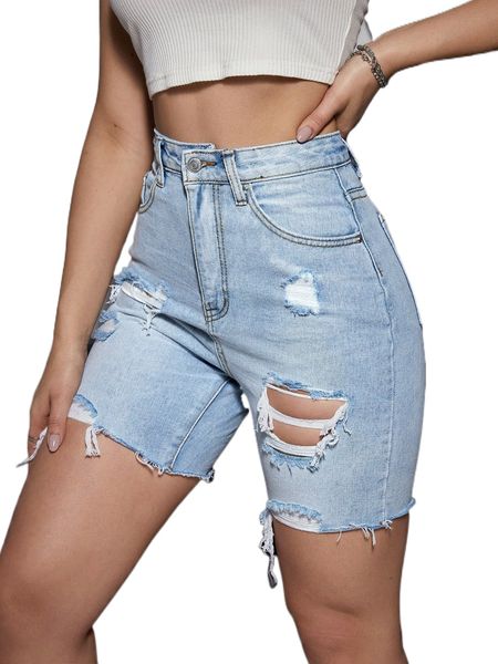 

ripped raw hem zip fly denim shorts j7wb#, White;black