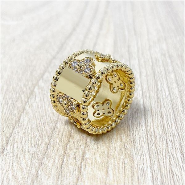 

2020 new four leaves clover zircon gold ring for women flower rings fashion jewelry for women engagement gift with box with stamp301q, Silver