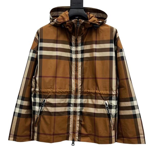 

berry 22ss men's coat belted classic plaid trench men's jackets, Black;brown