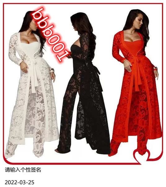 

women's two piece pants suit autumn lace wide-legged three-piece set of casual wholesale outfits bulk items lots, White