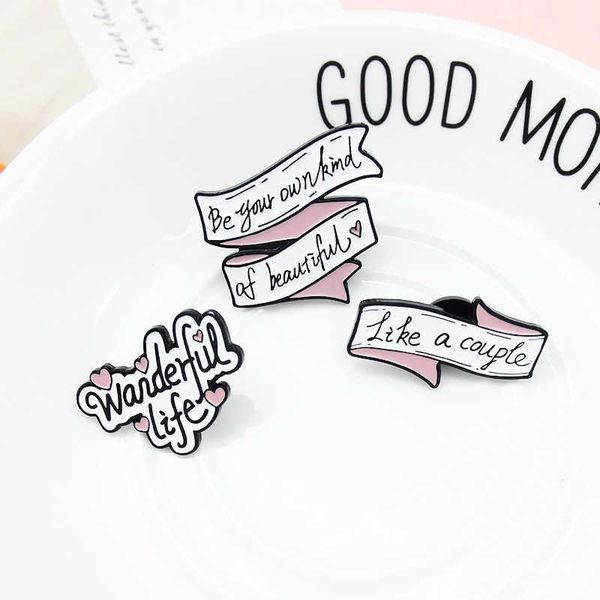 

love ribbon letter badge like a couple trend letter brooch jewelry, Gray