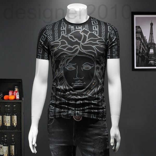 

men's t-shirts designer 22 summer new men's short sleeve korean slim fit double mercerized cotton youth half t-shirt small shirt, White;black