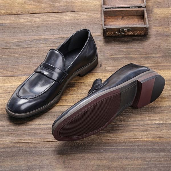 

designer men leather shoes comfortable fashion loafers summer casual 220808, Black