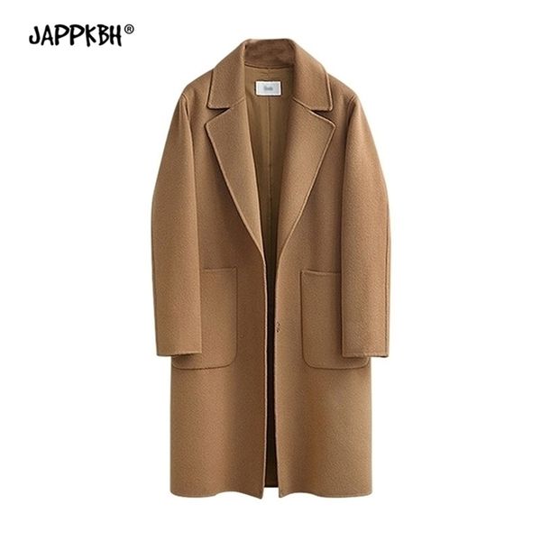 

autumn winter coat women casual plus size long sleeve thick jackets female vintage loose warm wool coat casaco feminino 5xl 201221, Black