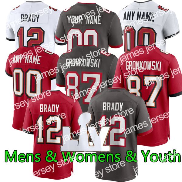 New # 12 Tom Brady Rob Gronkowski Maglia da calcio Chris Godwin Mike Evans Devin White Joe Tryon Lavonte David Kyle Trask Tristan Wirfs John Lynch