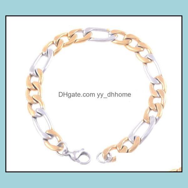 

chains necklaces pendants jewelry 6mm gold bracelet for men titanium steel link chain bracelets 22cm fashion wholesale - 0780wh drop deliv, Silver