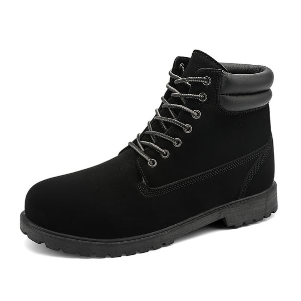 

men hiking boots outdoor western walking shoes fashion casual warm plush non slip ankle winter work mountain 2020 new, Black