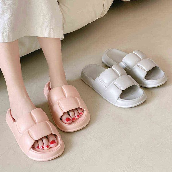 

eva slippers thick soles thickened home slippers lovers' line slippers household women's summer shoes, Black