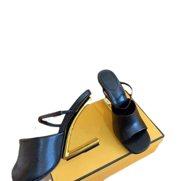 

heel shoe sandals slippers famous designers women womens designer heels oran sandals womans sanda 8cm genuine leather rubber size 35-40 whol, Black