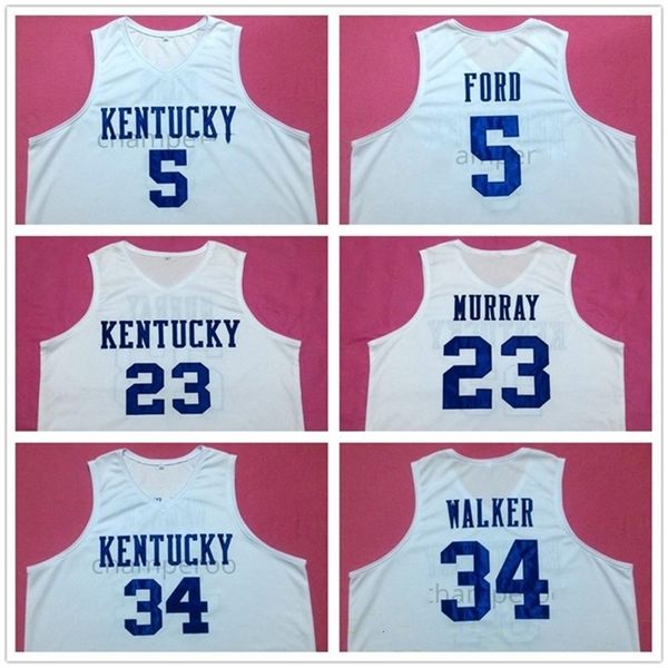 Nikivip Kentucky Wildcats College UK Devin Booker 1 Basketballtrikot Rajon Rondo 4 Travis Ford 5 Jamal Murray 23 Kenny Walker 34 Herren genäht