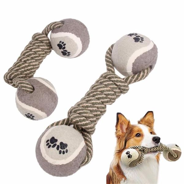 Toys Dog Toys Pet Tew Toys для собак Гантель Костяная веревка Теннисная лапа мяч щенок собачьи зубы очистки инструмента