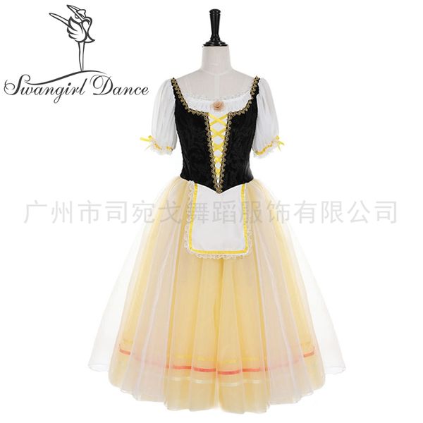 Preto amarelo giselle romântico ballet profissional tutu vestido meninas empregada bernaerina tutu vestido bt3030a