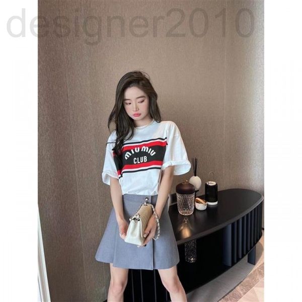 

women's t-shirt designer chaopai 22 early spring new white short sleeve t-shirt female minority design loose letter stripe printed euro