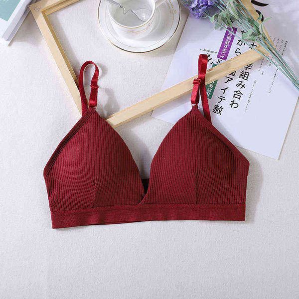 Nuovi reggiseni push up senza cuciture senza fili traspiranti per le donne Intimo semplice Cotone femminile Bralette Triangolo Lingerie sexy Sujetador L220726