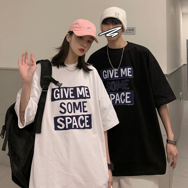 

summer men's t-shirts new casual men and women's letter printed short sleeve t-shirt half sleeve loose couple fashion clothing, White;black