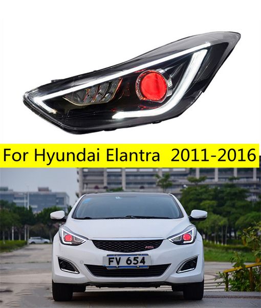 

high beam head light for hyundai elantra led headlight 20 11-16 angel eye daily lights turn signal lamp