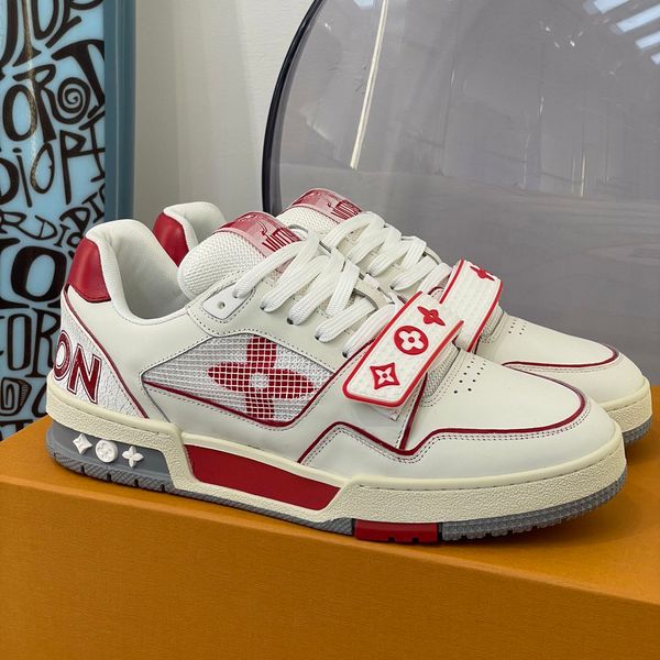 

qulity sports fashion men's shoes fashion luxury casual brand comfortable breathable sneakers very nice with box, Red;white