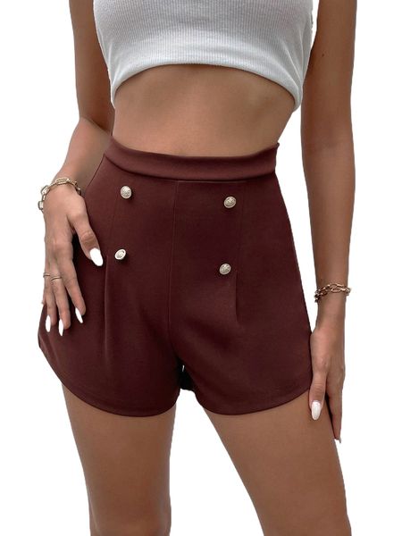 

button detail fold pleated shorts m1ny#, White;black