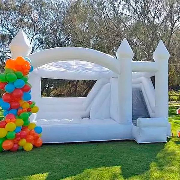 

commercial outdoor white bounce house inflatable jumper jumping castle with slide combo for wedding