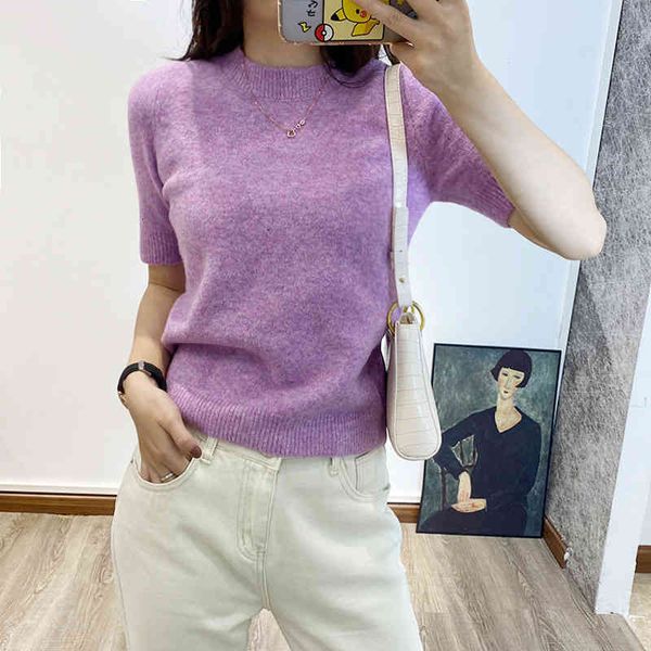 

women's sweaters early autumn sweater women's short sleeved taro purple bottoming shirt c summer and style wvyk, White;black