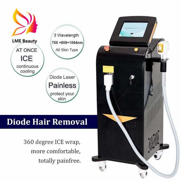 

808nm diode hair removal machine ce painless cooling system, Black