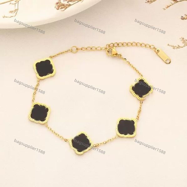 

4 color designer clover bracelet 2022 gold lucky love bracelet expend glory riches fashion design women wedding party bracelet gift, Black