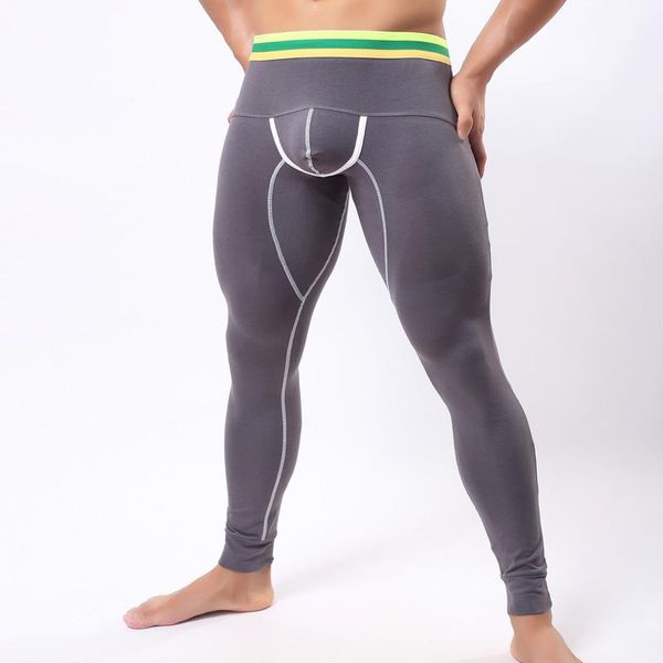 Marca de moda de sono masculina Manomia de algodão sólido Homem sexy bolsa calça de lounge gay térmico dormitório de pijama perneiras/long sleep bottomsmen's