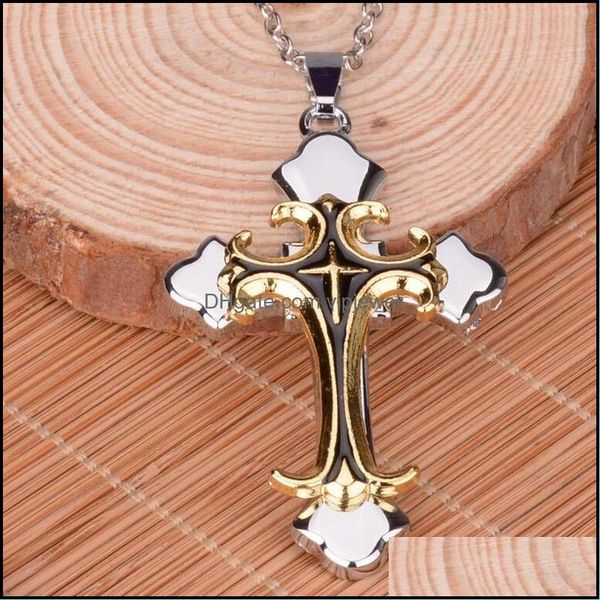 

pendant necklaces pendants jewelry brand new christian plating drops cross necklace short section wfn020 with chain mix order 20 pieces a, Silver
