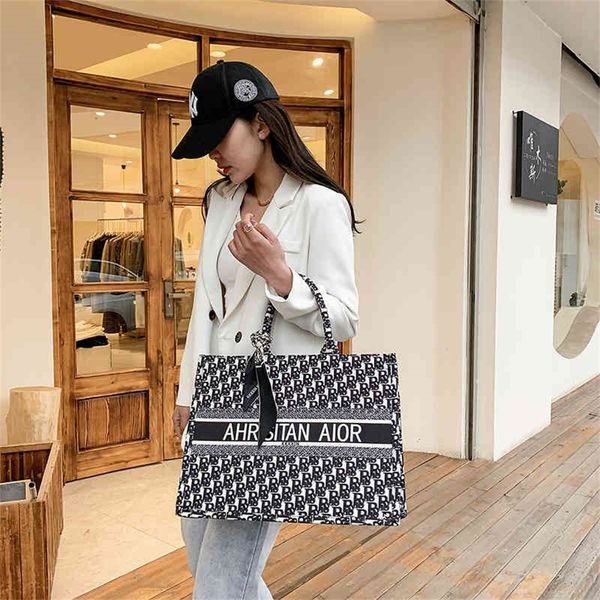 

large capacity female new portable shopping one canvas red atmospheric tote design purses online