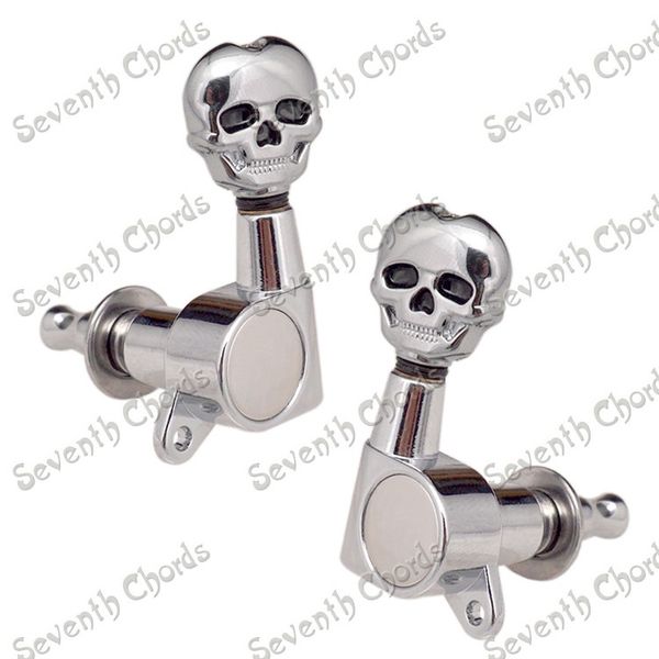 

a set chrome sealed-gear skull acoustic electric guitar tuning pegs machine head