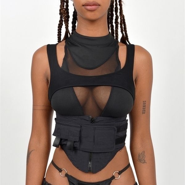 

kliou biker shorts women hipster y2k irregular shape stitching mesh high street style clothing cleavage sheath wear 220318, White