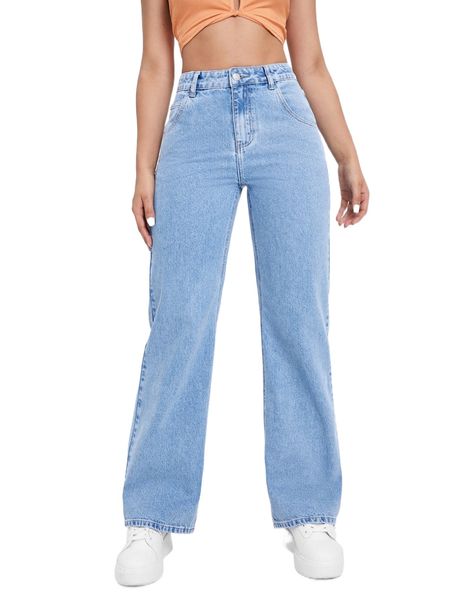

high waist wide leg jeans 959p#, Blue