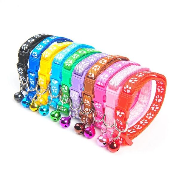 1Pc Colorful Cute Bell Collare Fibbia regolabile Collare per gatti Forniture per animali Impronta Collare per gattino personalizzato Accessorio per cani di piccola taglia CCE14171