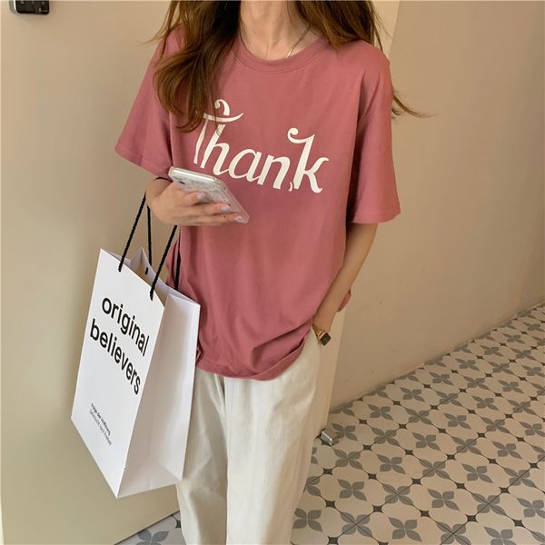 

women's t-shirt simple korean letter women t-shirts loose summer t shirt student short sleeve bf harajuku navy khaki tee -xl, White