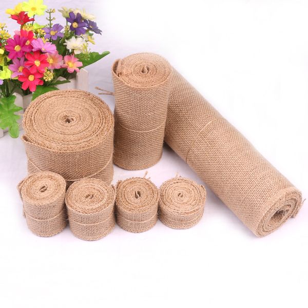 Decorações de casamento decoração de Natal Ribbon Natural de 38 mm Hessian Jute Ribbon