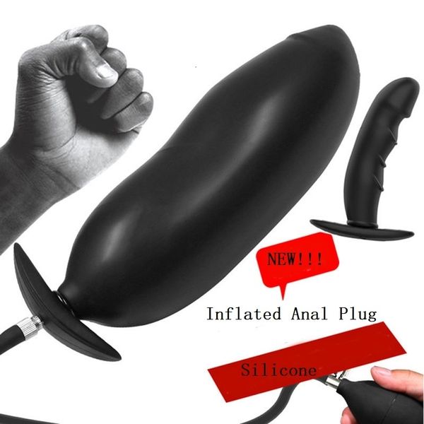 Giocattolo del sesso Giocattolo Massaggiatore silicone Dildo anale gonfiabile Giocattoli per adulti per donna / uomo Dilatatore Massaggio prostatico Plug Nessun vibratore Butt VX0R