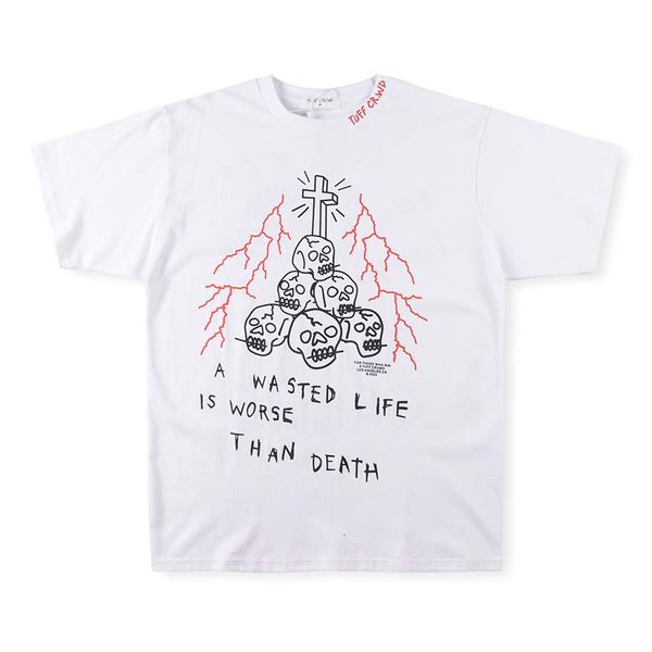 

sleeve t shirt graffiti tee men women printed hip hop casual t-shirt, White;black