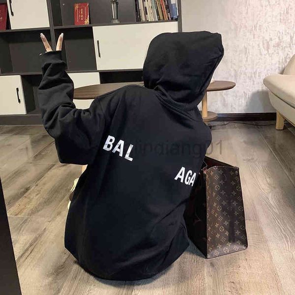 

designer balanciagas hoodie oversized vintage luxe white black paris fashion brand b family hoodie loose casual cotton wave men's and w