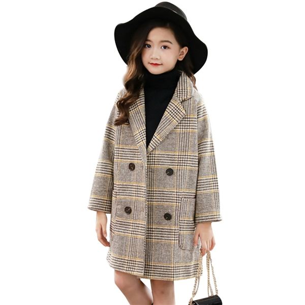 

jackets winter coat for girls thick woolen jacket for girls fashion plaid kids o 220823, Blue;gray