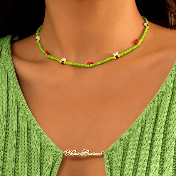

chokers 2022 trendy cute seed beads clavicle chain choker necklace for women korean beaded collares para mujer bohemia jewelry gift, Golden;silver