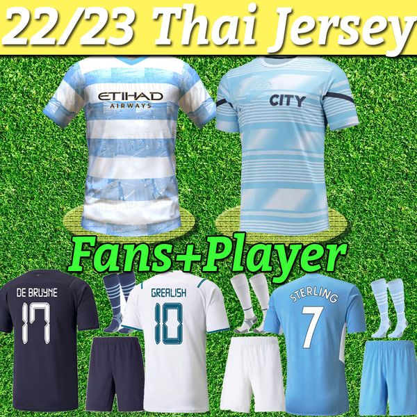 

foden soccer jersey 2021 22 23 grealish ferran men manchester sterling football shirt de bruyne gesus bernardo mahrez city men kid + socks f, Black;yellow