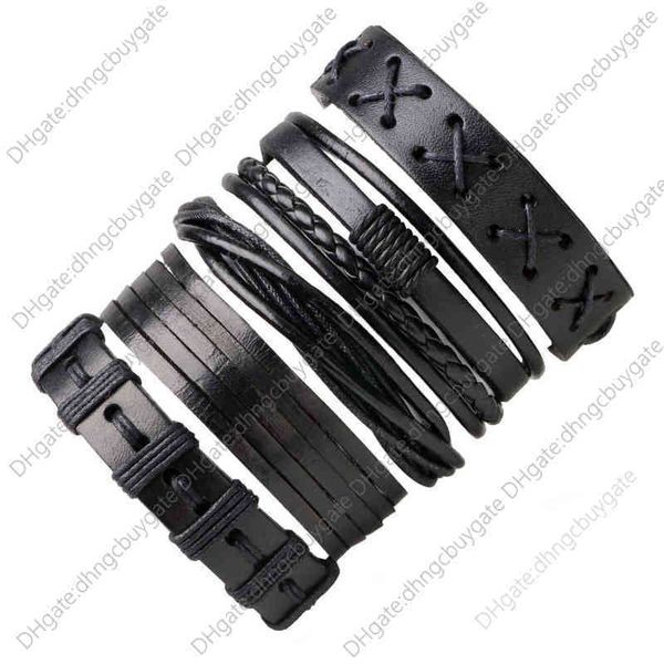 

non mainstream fashion men's bracelet personalized leather bracelet punk pu wax rope woven, Silver