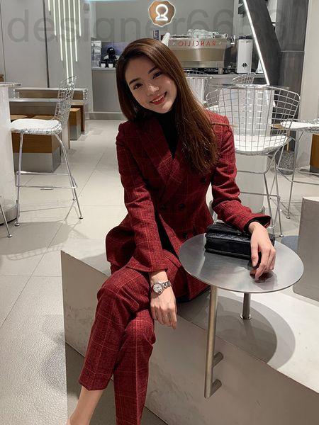 

two piece dress designer 8995# temperament small fragrance style red clothes trousers lattice suit set women's winter korean version ne, White