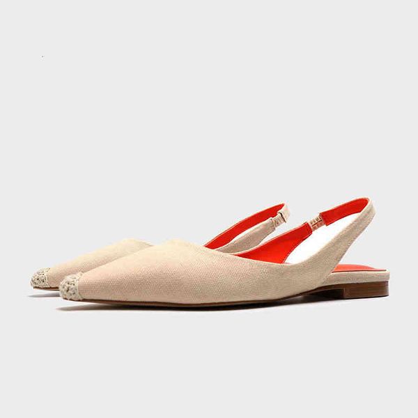 

sandals spring french single shoes women's pointed shallow mouth back trip flat baotou low heel sandals women, Black