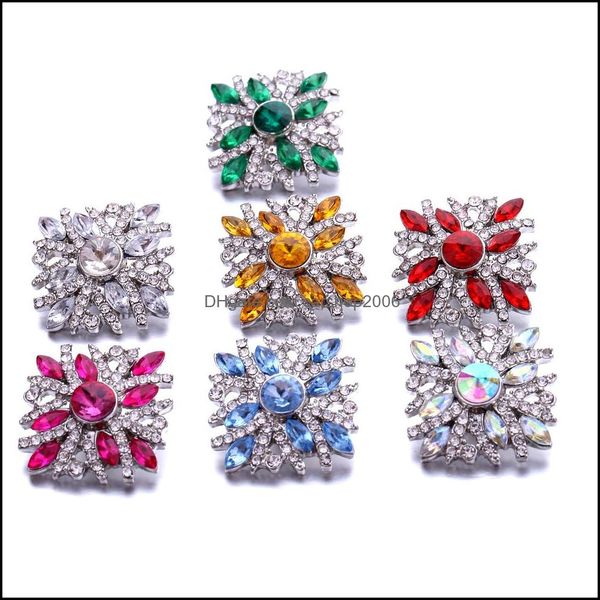 Charms all'ingrosso cristallo Sier colore bottone a pressione donna risultati dei gioielli strass luminoso 18 mm bottoni a pressione in metallo fai da te Br Dhseller2010 Dhi7Z