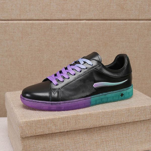 

genuine leather mens shoes designer sneakers luxembourg samothrace trainer size 38-45 model yd021228, Black